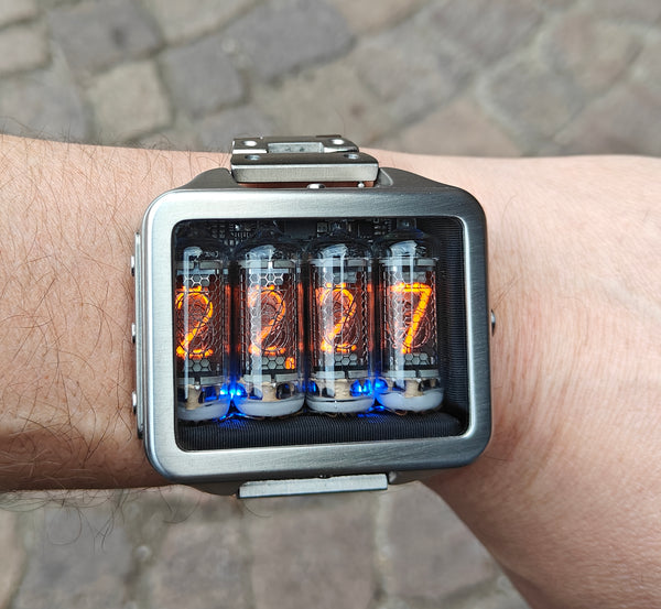 Nixie watch,  Titanium watch, Handmade, Full functions with accelerometer.