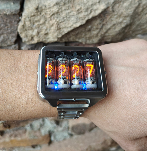 Nixie watch,  Titanium watch, Handmade, Full functions with accelerometer.