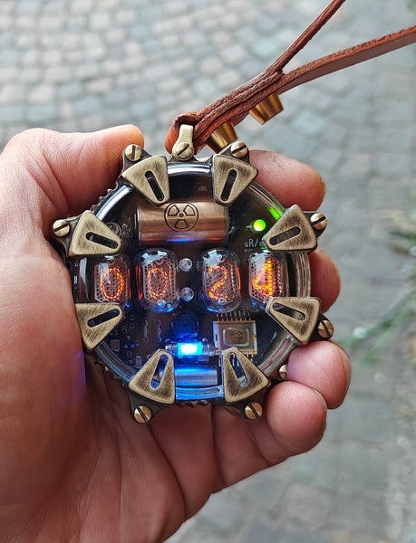 Special Nixie pocket watch, with a radiation dosimeter.  Handmade