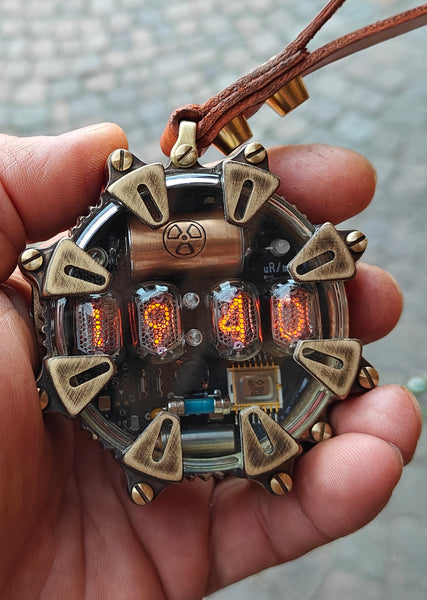 Special Nixie pocket watch, with a radiation dosimeter.  Handmade