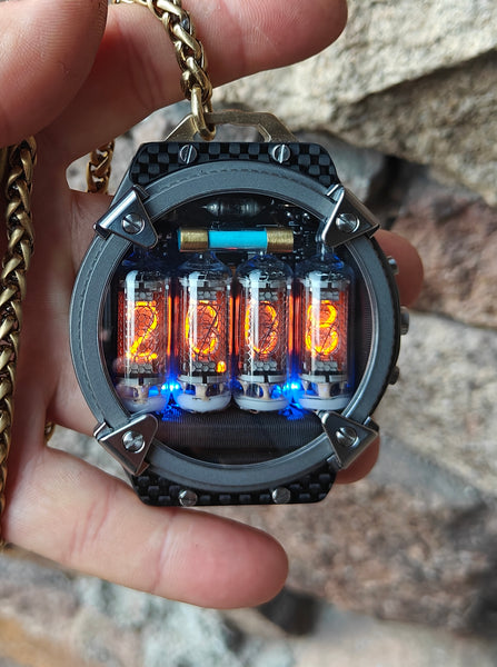 Nixie Pocketwatch+wristwatch two-in-one kit,  Titanium 4 tubes Handmade in Italy