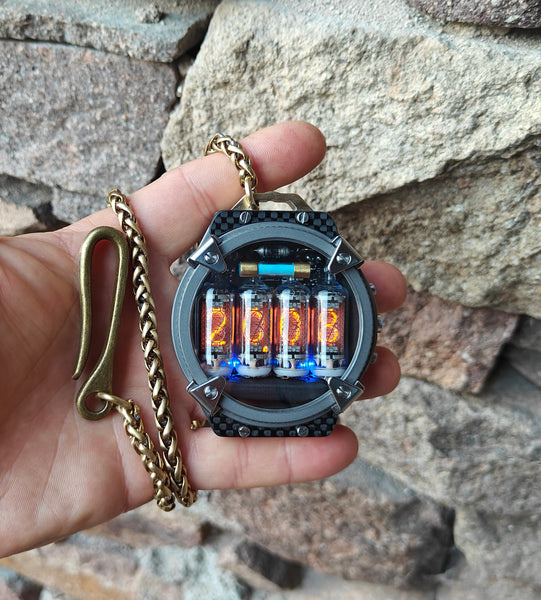 Nixie Pocketwatch+wristwatch two-in-one kit,  Titanium 4 tubes Handmade in Italy