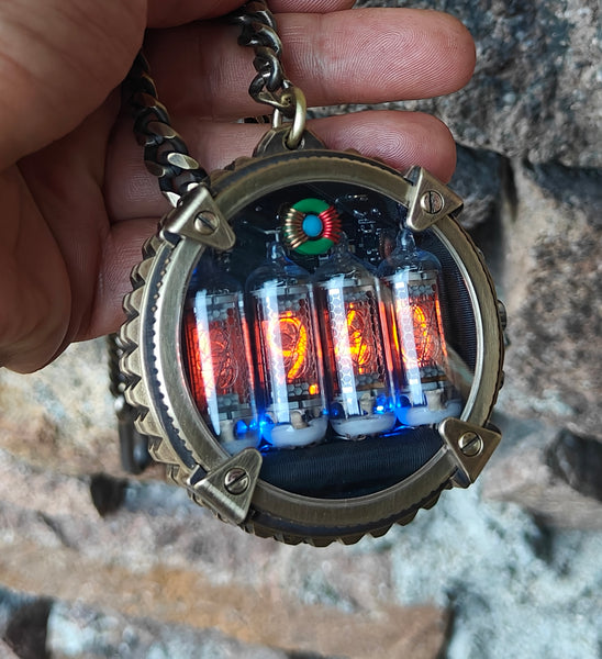 Nixie watch, handmade Bronze watch, luxury pocket watch , with accelerometer, Made in Italy