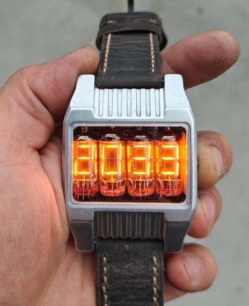 Nixie watch, handmad,  stainless steel watch, with accelerometer, Made in Italy.