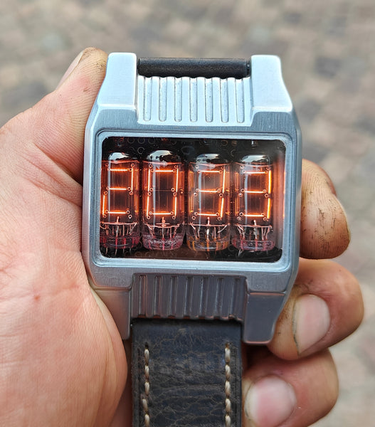 Nixie watch, handmad,  stainless steel watch, with accelerometer, Made in Italy.