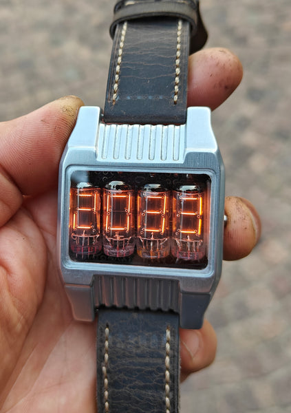 Nixie watch, handmad,  stainless steel watch, with accelerometer, Made in Italy.