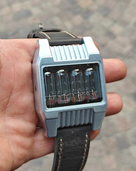 Nixie watch, handmad,  stainless steel watch, with accelerometer, Made in Italy.