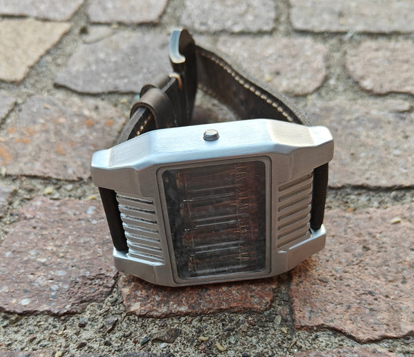 Nixie watch, handmad,  stainless steel watch, with accelerometer, Made in Italy.