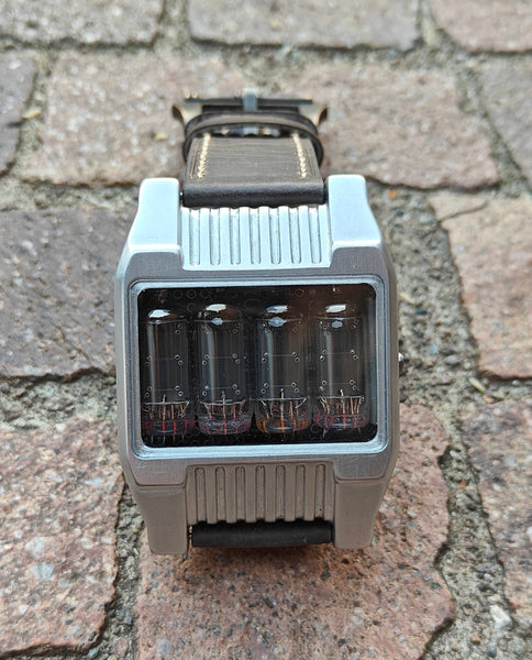 Nixie watch, handmad,  stainless steel watch, with accelerometer, Made in Italy.