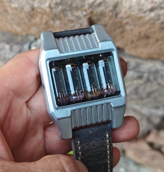 Nixie watch, handmad,  stainless steel watch, with accelerometer, Made in Italy.