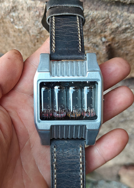 Nixie watch, handmad,  stainless steel watch, with accelerometer, Made in Italy.