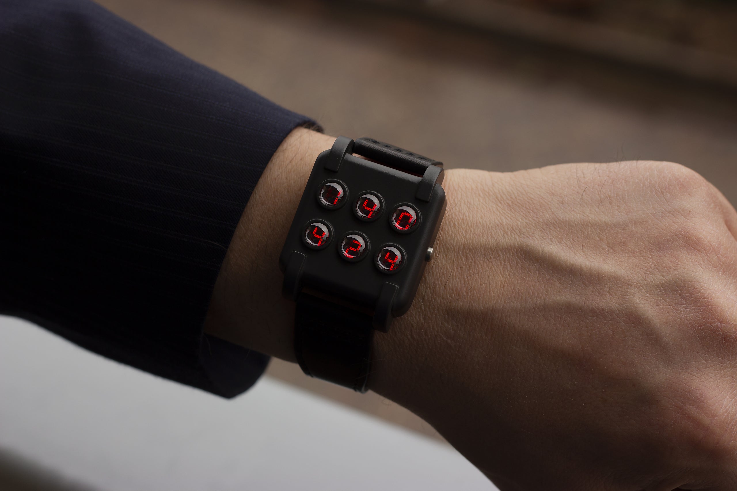 Nixie titanium watch metro matrix