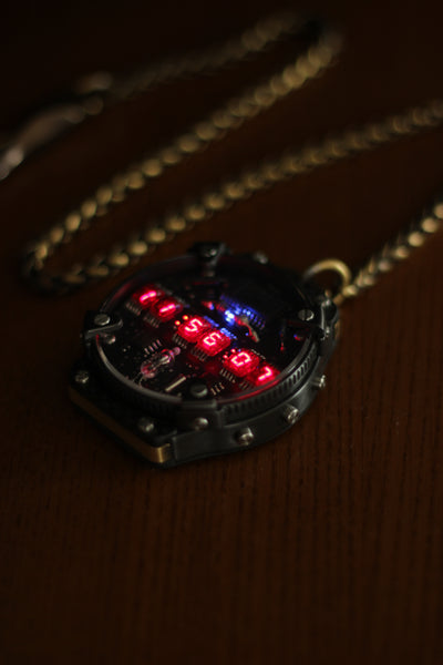 Pocket Led Watch 6 RED or Green digits Handmade