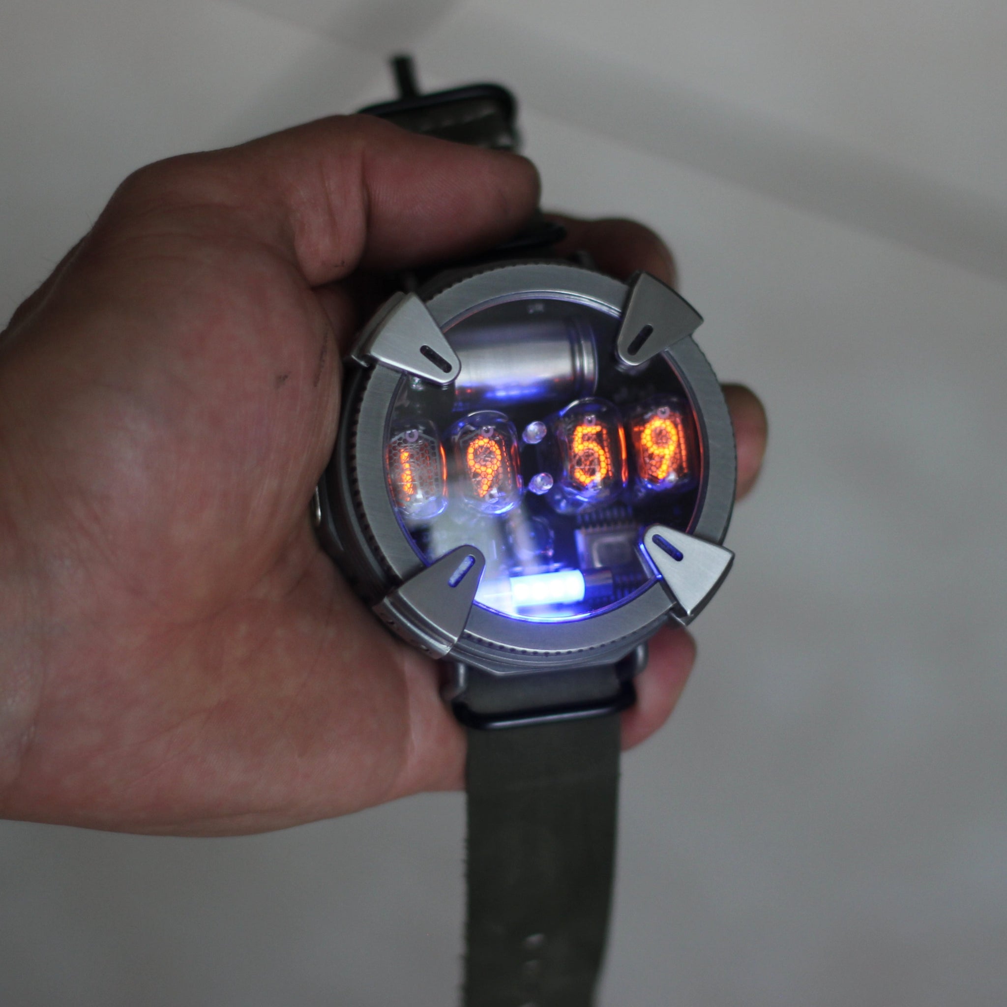 Nixie watch ,Handmade ,titanium watch, Nixie watch , with γ , β and X-ray radiation dosimeter.