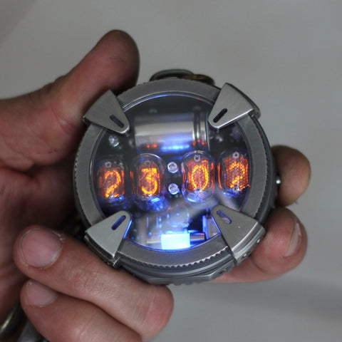 Nixie watch , Handmade, Pocket titanium watch,Nixie watch , with γ , β and X-ray radiation dosimeter.