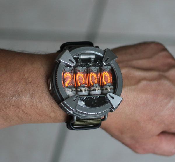 Nixie watch ,Handmade titanium watch, Nixie watch , with γ , β and X-ray radiation dosimeter.