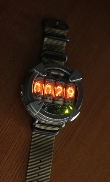 Nixie watch ,Handmade titanium watch, Nixie watch , with γ , β and X-ray radiation dosimeter.