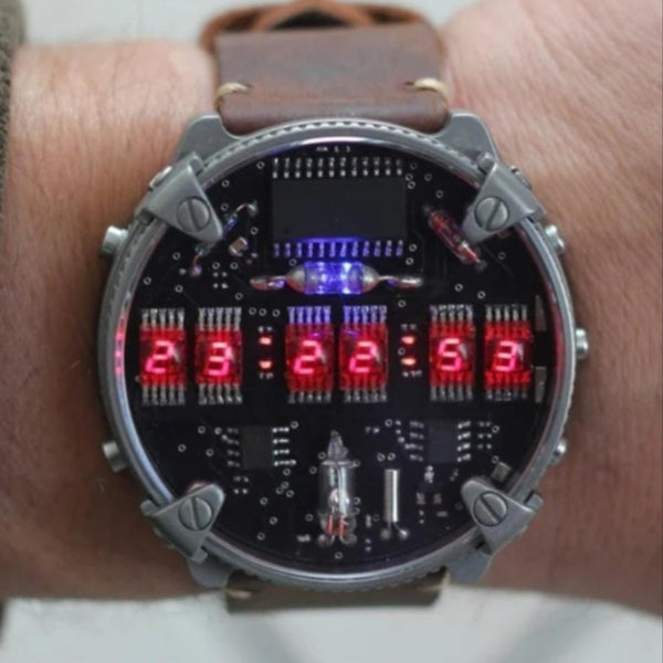 Zirconium led watch | nixie | Handmade| Italian design