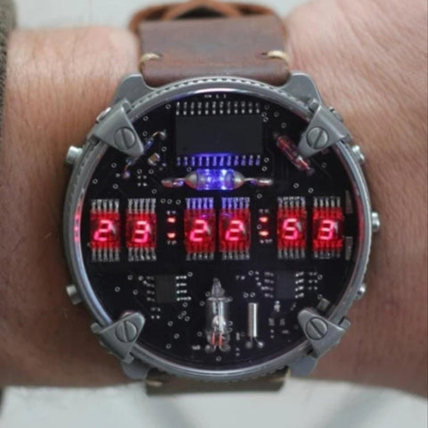 Zirconium led watch | nixie | Handmade| Italian design