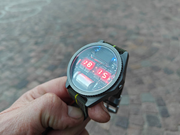 Nixie watch , Titanium watch, self made, with accelerometer and Wi-Fi