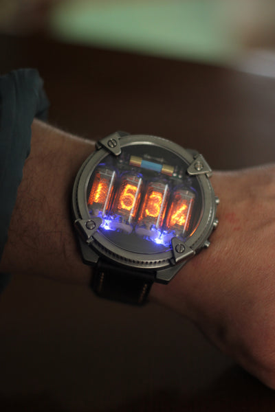 Nixie watch, Titanium ,self made, accelerometer.