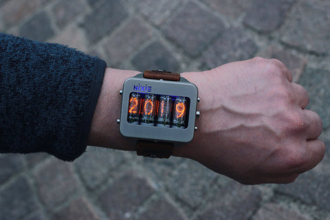 Nixie watch,  Titanium watch, self made, Full functions with accelerometer. - titantimepiece